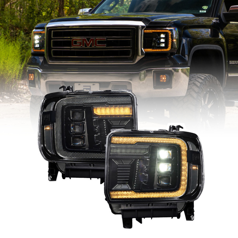 GMC Sierra 1500 Headlights - FORM Lighting - LED Projector with Amber DRL - Amber - `14-`19